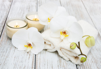Naklejka na ściany i meble Spa products with orchids