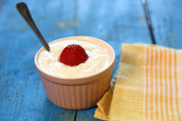 Homemade yogurt with strawberries
