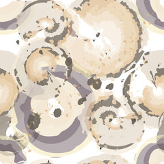 Seamless decorative background with blots and splashes. Watercolor background. Vector illustration. Textile rapport.
