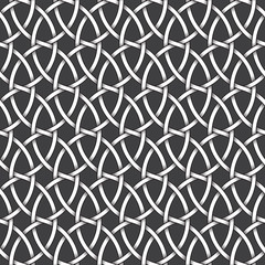 Fototapeta premium Abstract repeatable pattern background of white twisted bands with black strokes. Swatch of intertwined wavy bands. Seamless pattern in vintage style.