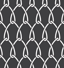 Abstract repeatable pattern background of white twisted bands with black strokes. Swatch of intertwined bands with loops. Seamless pattern in vintage style.