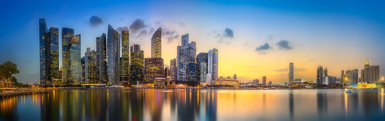 Schilderijen op glas Singapore skyline background © boule1301