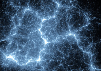 Blue lightning, abstract plasma background