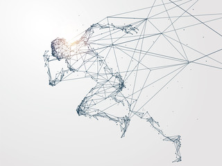 Fototapeta Running Man,Network connection turned into, vector illustration. obraz