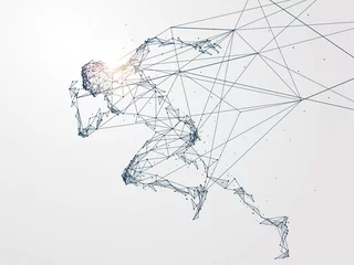 Gordijnen Running Man,Network connection turned into, vector illustration. © liuzishan