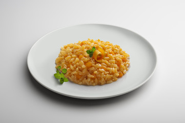 Plate of risotto with pumpkin