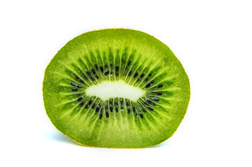 Fototapeta na wymiar Half a ripe green kiwi fruit.