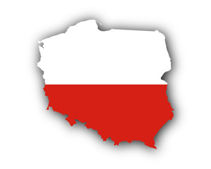Karte und Fahne von Polen - obrazy, fototapety, plakaty