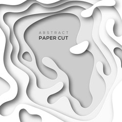 Abstract background with white paper cut shapes