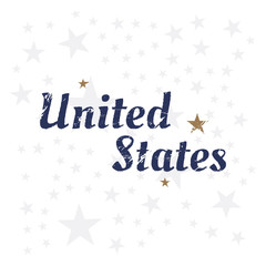USA lettering. Vintage label badge with retro style and grunge texture. Flat vector illustration EPS10