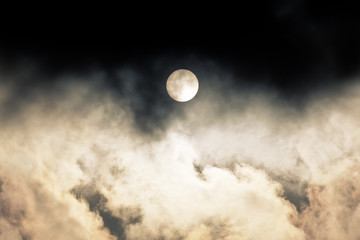 Yellow sun, black background