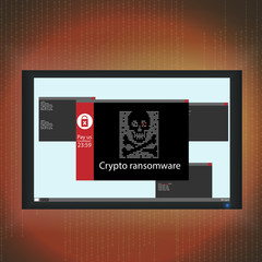 Malware, Ransomware Wannacry Crypto Virus Cyber security Breach - Vector Illustration.