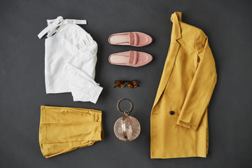 Flat Lay Shot Of Female Clothing And Accessories