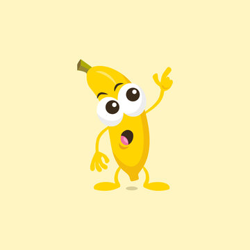 Illustration of cute banana staring mascot isolated on light background.