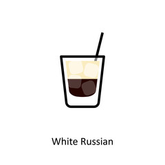 White Russian cocktail icon in flat style