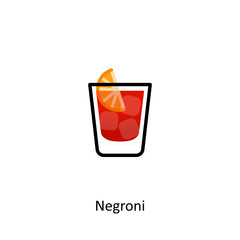 Negroni cocktail icon in flat style