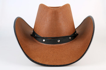 Brown cowboy hat isolated on white