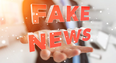 Businessman discovering fake news information 3D rendering