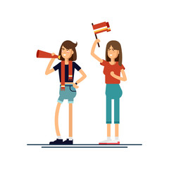 composition people with flags make up vector illustration