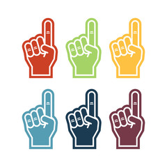 Fototapeta premium Illustration of a foam finger in six colors.