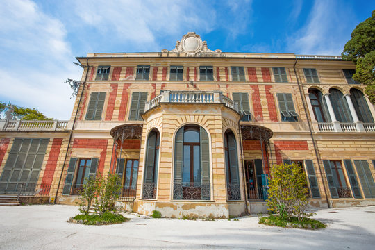 GENOA (GENOVA), ITALY, MAY 31, 2017 -  Villa Saluzzo Serra in Genoa Nervi, inside Genoa Nervi Groppallo Park, Italy.