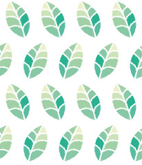 Seamless floral pattern with green leaves