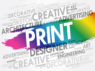PRINT word cloud, creative business concept background