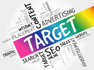 TARGET word cloud collage, business concept background