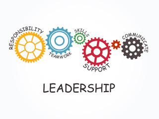 Leadership with gear concept. Vector illustration.