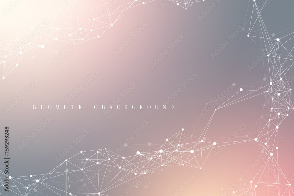 Poster geometric abstract background with connected line and dots. network and connection background for yo