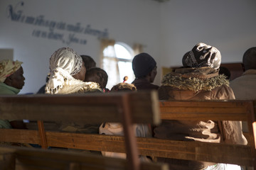 African church in Angola, with natural light from the windows