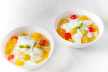 杏仁豆腐とタピオカ　Chinese sweets Almond jelly and tapioca