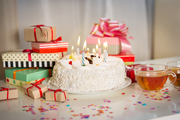 Birthday cake with candles