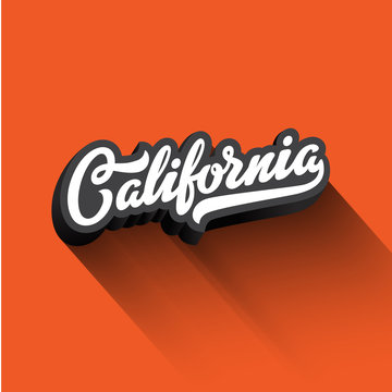 California Text Calligraphy Vintage Retro Lettering Vector