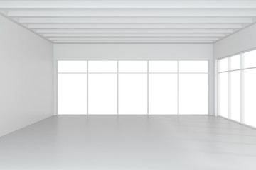 Empty white room interior office. 3d rendering.