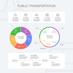 Vector public transportation info graphic template for presentation.