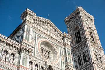 Detail of Florence Duomo Cathedral. Basilica di Santa Maria del Fiore or Basilica of Saint Mary of the Flower in Florence, Italy.