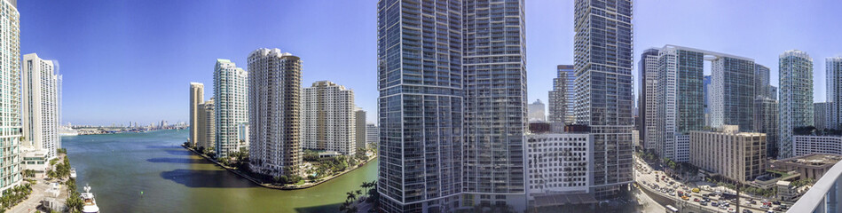 Panoramic view of Downtown Miami from building rooftop, FL