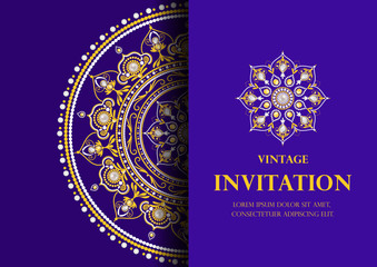 invitation card vintage style blue background vector