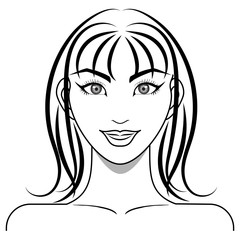 lady face line cartoon vector