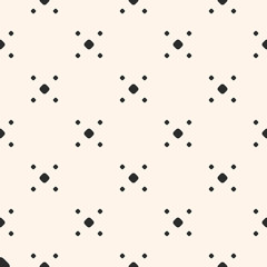 Polka dot pattern. Vector seamless texture with small circles in daggers grid. Simple abstract monochrome geometric background. Square design element for prints, decoration, digital, manufacturing