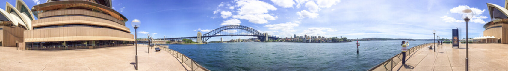 Fototapeta na wymiar SYDNEY, AUSTRALIA - NOVEMBER 2015: Panoramic view of Sydney Harbour. Sydney attracts 20 million tourists annually