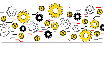 Gears and coins business themed banner
