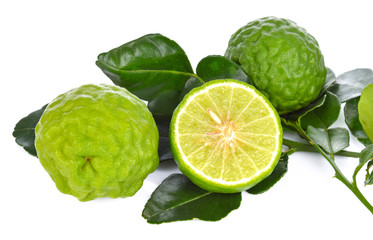 Kaffir lime on a white background
