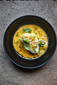 Monk Fish dish at restaurant, Oslo, Norway.