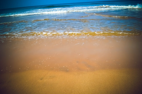 Beautiful Induruwa Beach Sri Lanka with blue water