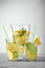 Fresh lemonade on table