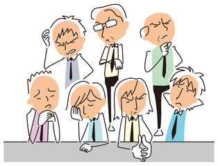 悩むビジネスマン達