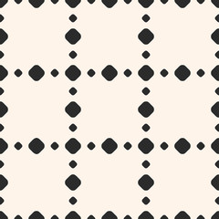 Polka dot seamless pattern, vector subtle dotted texture. Abstract monochrome background with big and small circles in square geometric grid. Repeat design element for package, prints, decoration