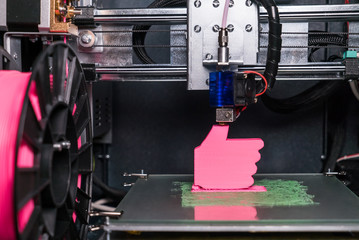 3d printer prints the model of the hand, like, the process of printing the hand on the 3d printer.
